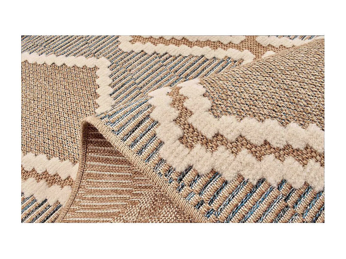 Tapis intérieur extérieur aspect jute bleu Tijuana 9048 170 x 120 cm