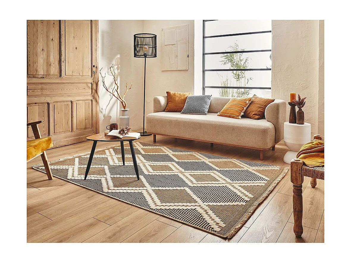 Tapis intérieur extérieur aspect jute noire Tijuana 9048 170 x 120 cm