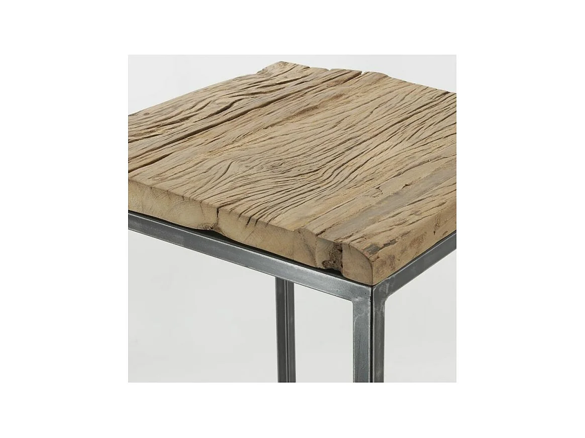 Consoles en bois recyclé et métal (lot de 2) Carrée
