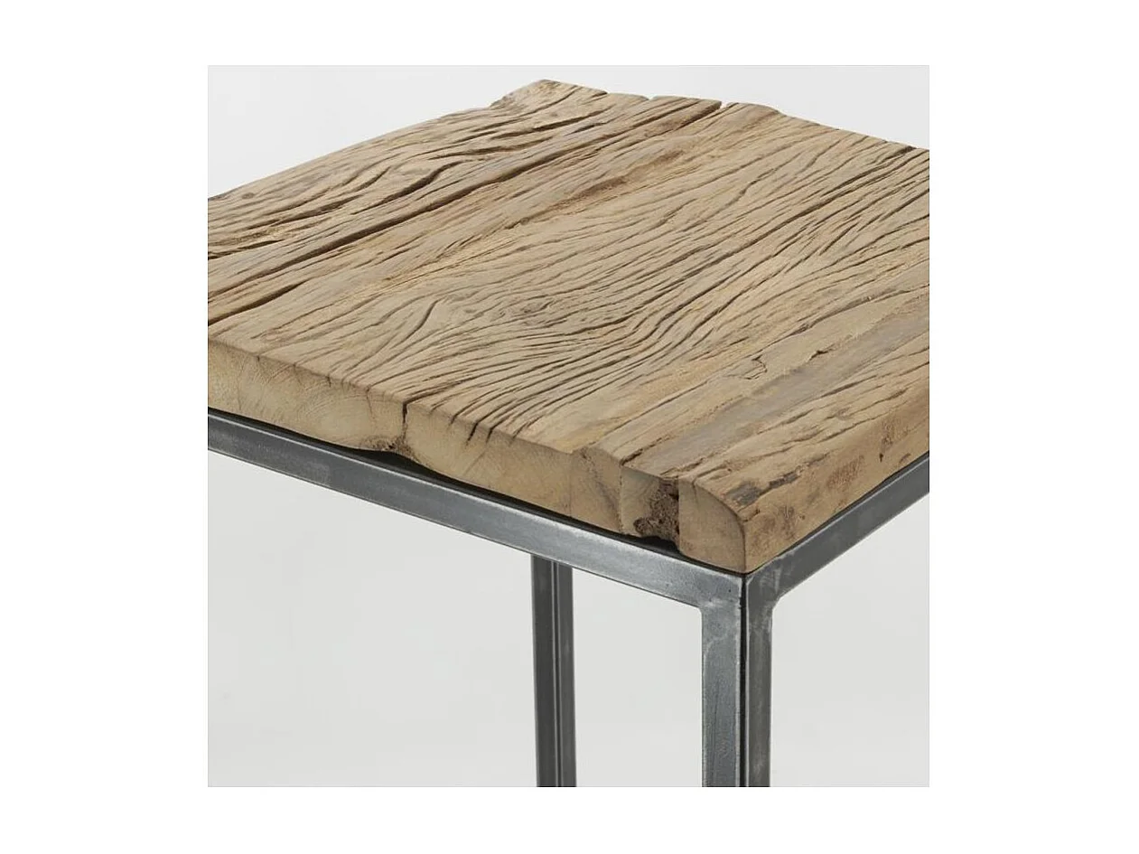 Consoles en bois recyclé et métal (lot de 2) Carrée