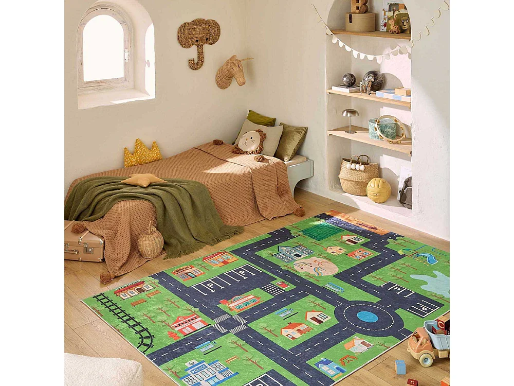 Tapis intérieur à poils courts Alix 738 vert 120 x 160 cm