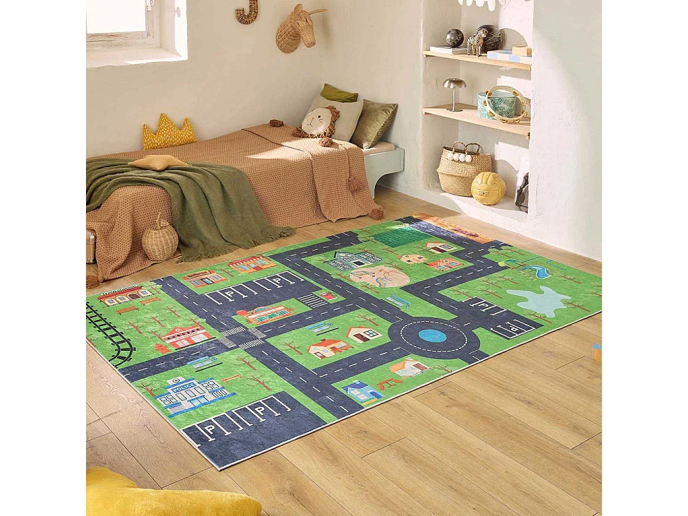 Tapis intérieur à poils courts Alix 738 vert 120 x 160 cm