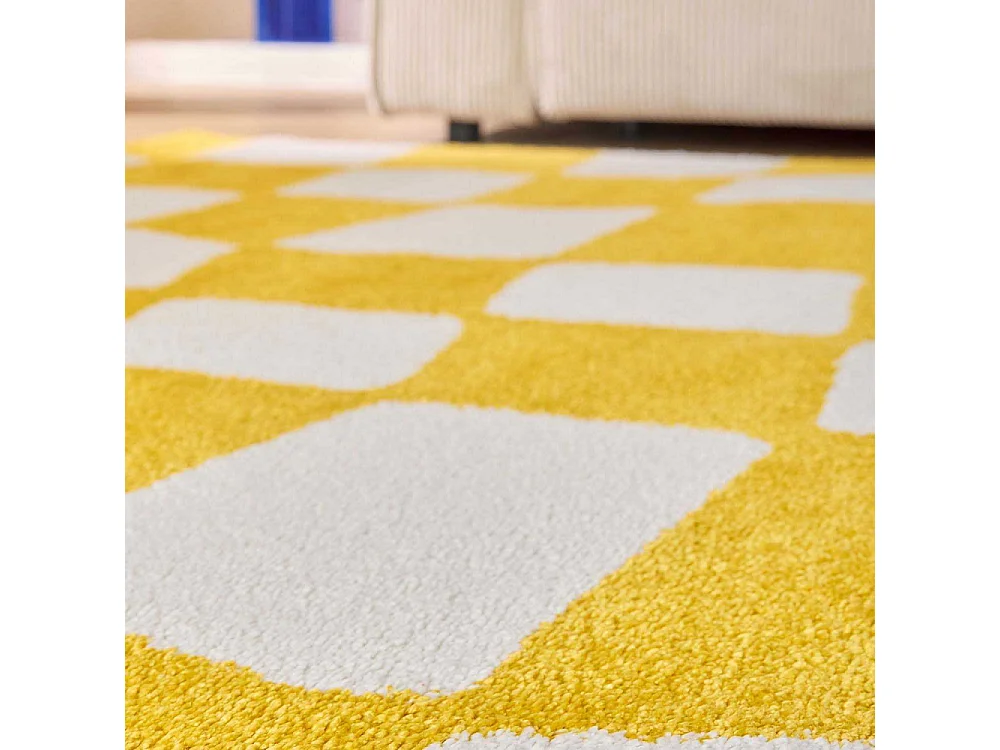 Tapis intérieur à poils longs Swing 383 jaune 80 x 140 cm