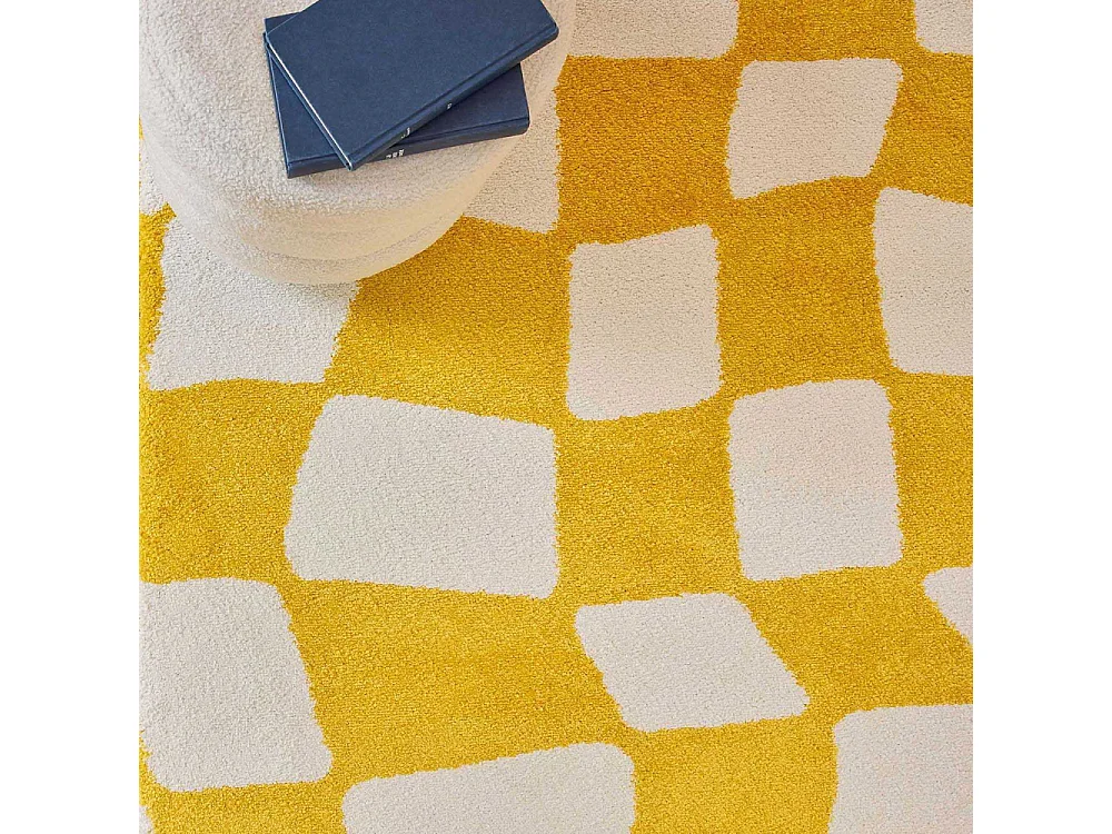 Tapis intérieur à poils longs Swing 383 jaune 80 x 140 cm