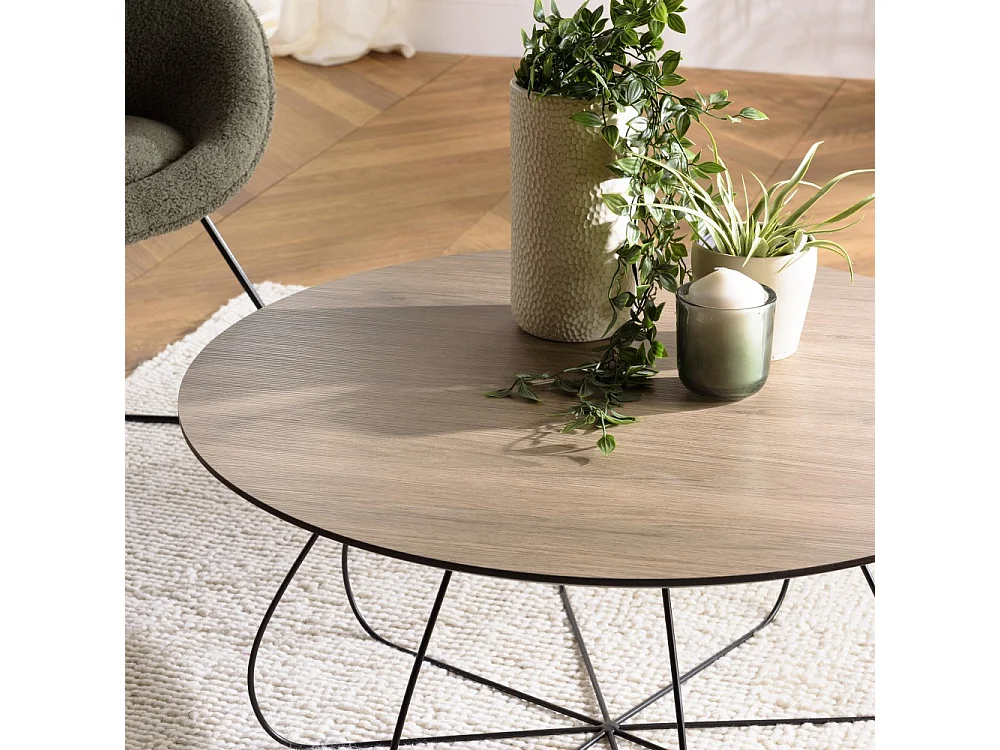 JULIA - Table basse biseautée 80x80cm bois marron