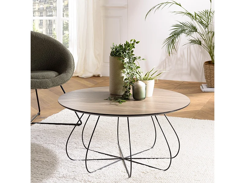 JULIA - Table basse biseautée 80x80cm bois marron