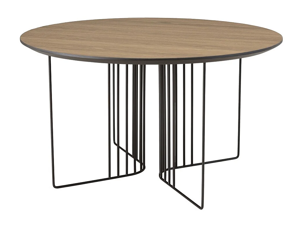 JULIA - Table basse biseautée pieds graphique 70x70cm bois marron