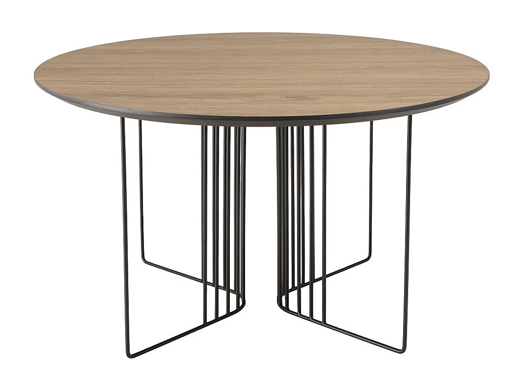 JULIA - Table basse biseautée pieds graphique 70x70cm bois marron