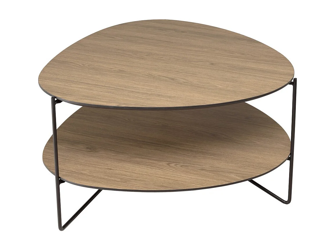 JULIA - Table basse 2 plateaux forme ovoïde bois couleur marron