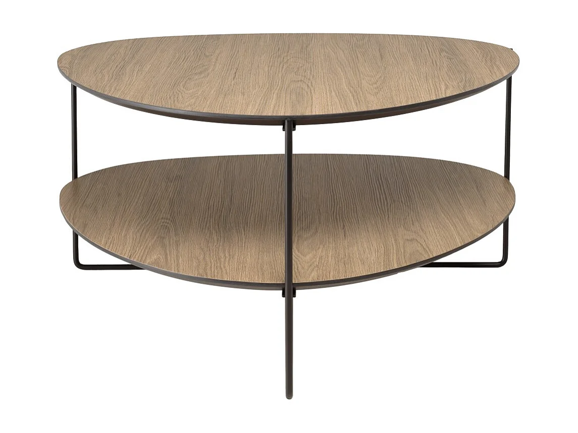 JULIA - Table basse 2 plateaux forme ovoïde bois couleur marron