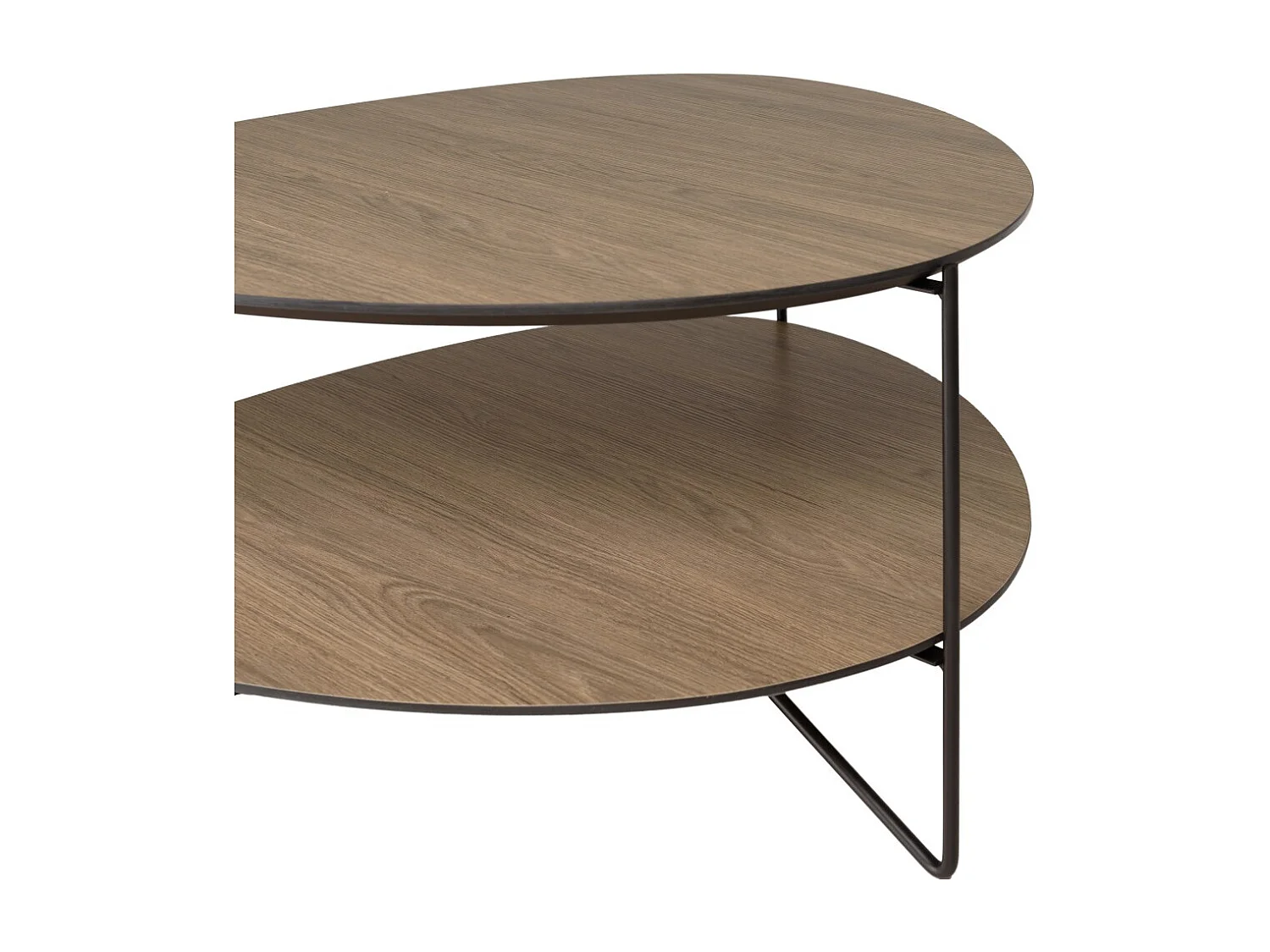 JULIA - Table basse 2 plateaux forme ovoïde bois couleur marron