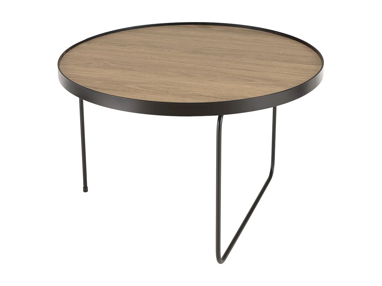 JULIA - Table basse ronde 60x60cm bois, pieds asymétriques marron