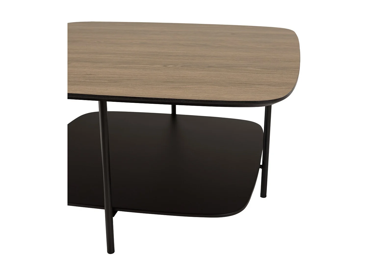 JULIA - Table basse 2 plateaux 75x75 cm bi-matière bois marron/noir