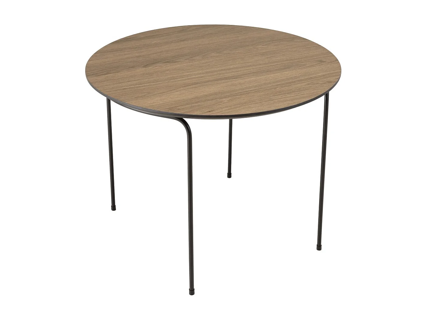 JULIA - Table basse ronde 60x60cm pieds métal noir et bois marron