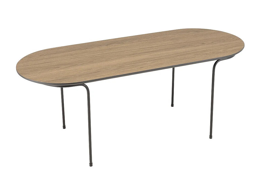 JULIA - Table basse rect. angles arrondis bois 100x40cm marron