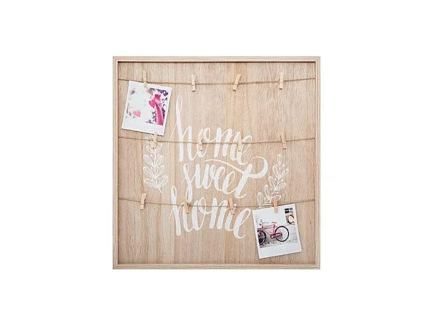 Pèle mêle corde pour 12 photos - Home Sweet Home - 48 x 48 cm -