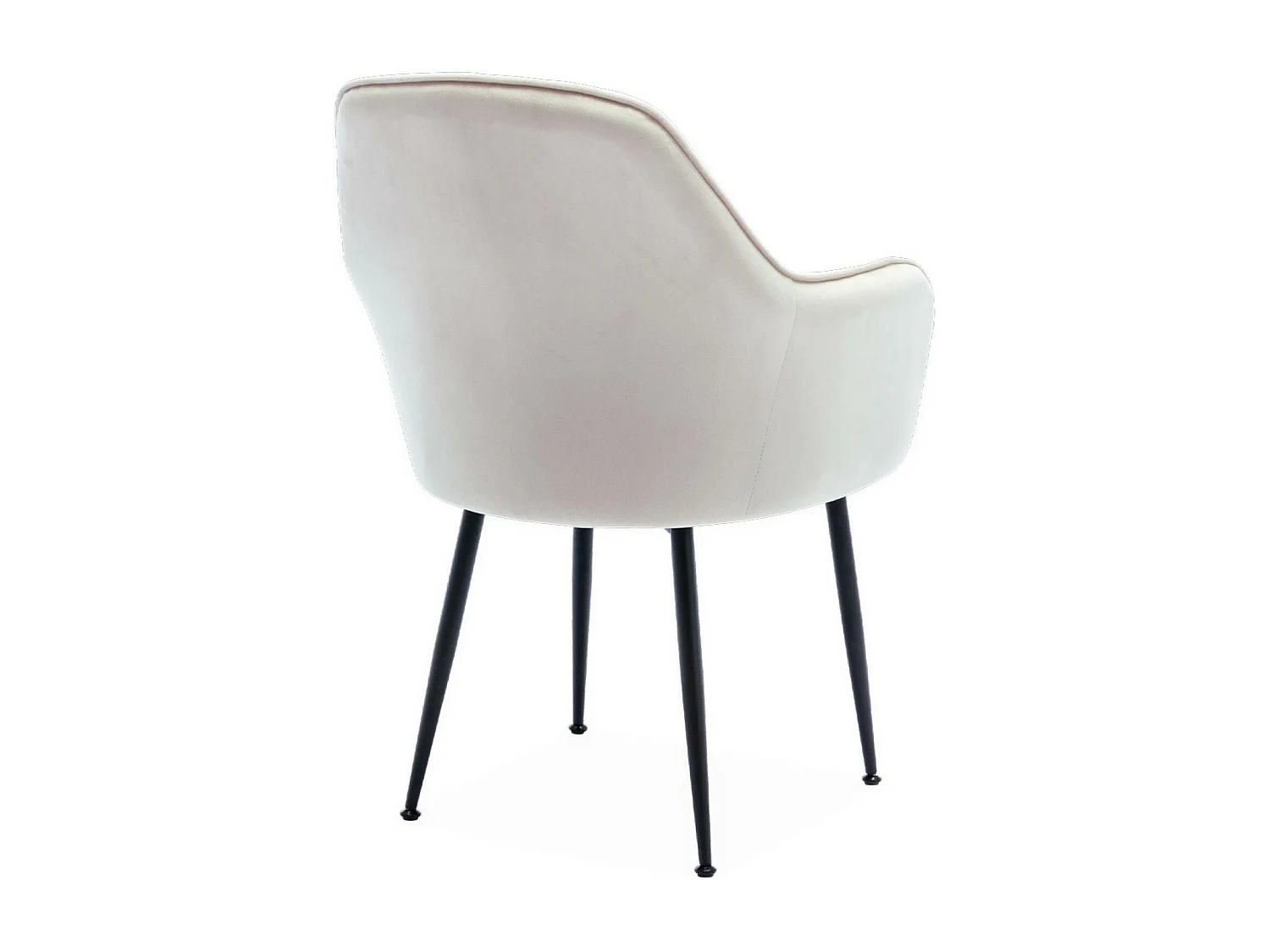 Set di 4 poltrone in velluto con gambe in metallo, bianco sporco