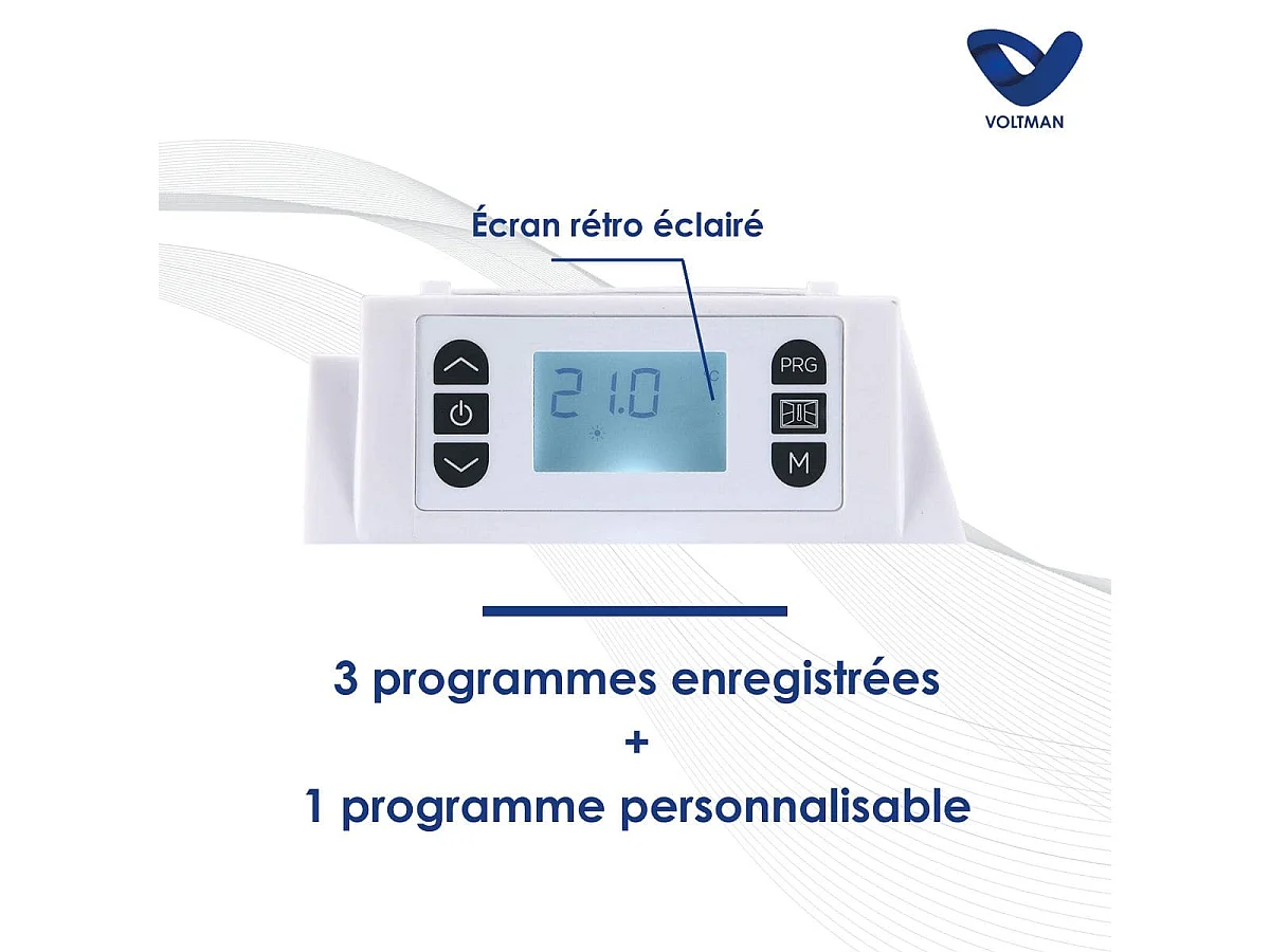 Radiador elétrico fixo 1500W - Painéis radiantes em aço - Branco - Voltman