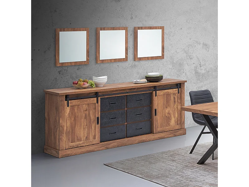 Buffet 2 portes coulissantes 6 tiroirs Elo