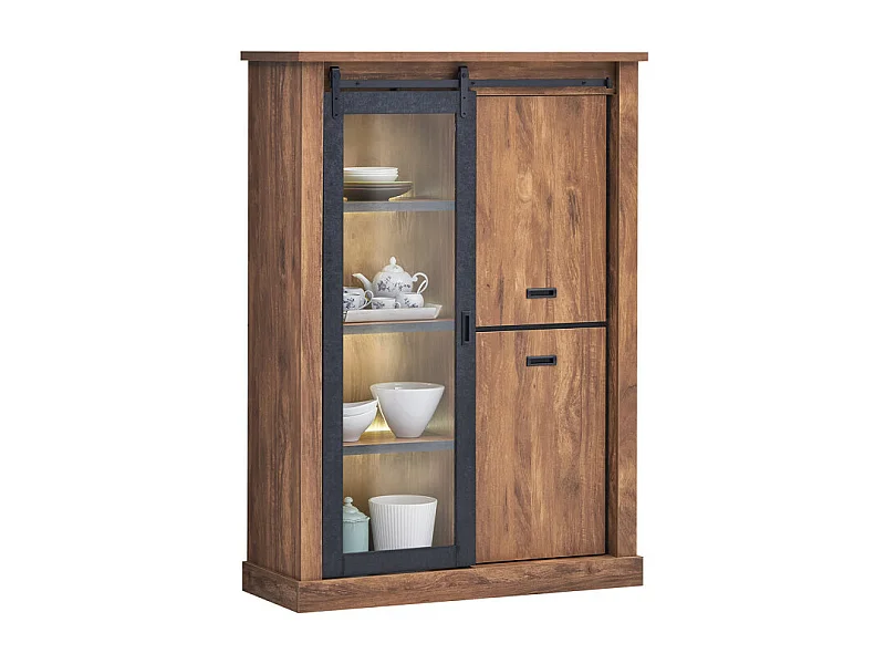 Vitrine 1 porte vitrée coulissante LED Elo