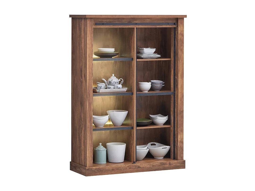 Vitrine 1 porte vitrée coulissante LED Elo