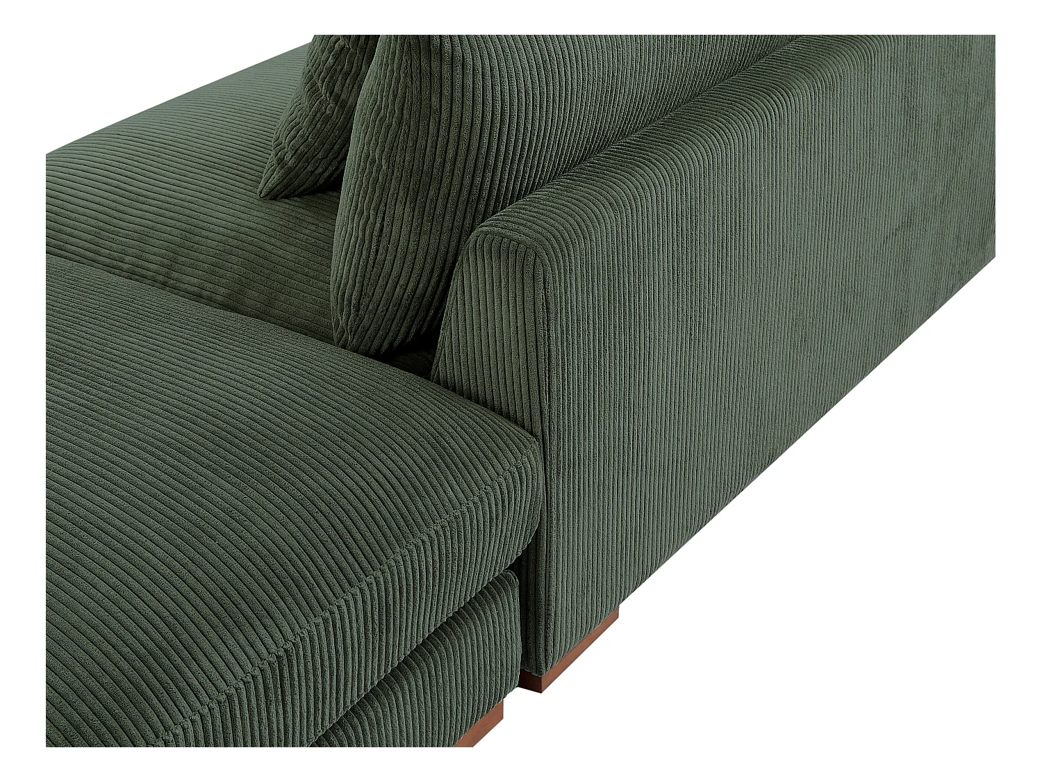 Sofá de canto grande panorâmico e pufe em veludo canelado verde - SPERONE de Pascal Morabito