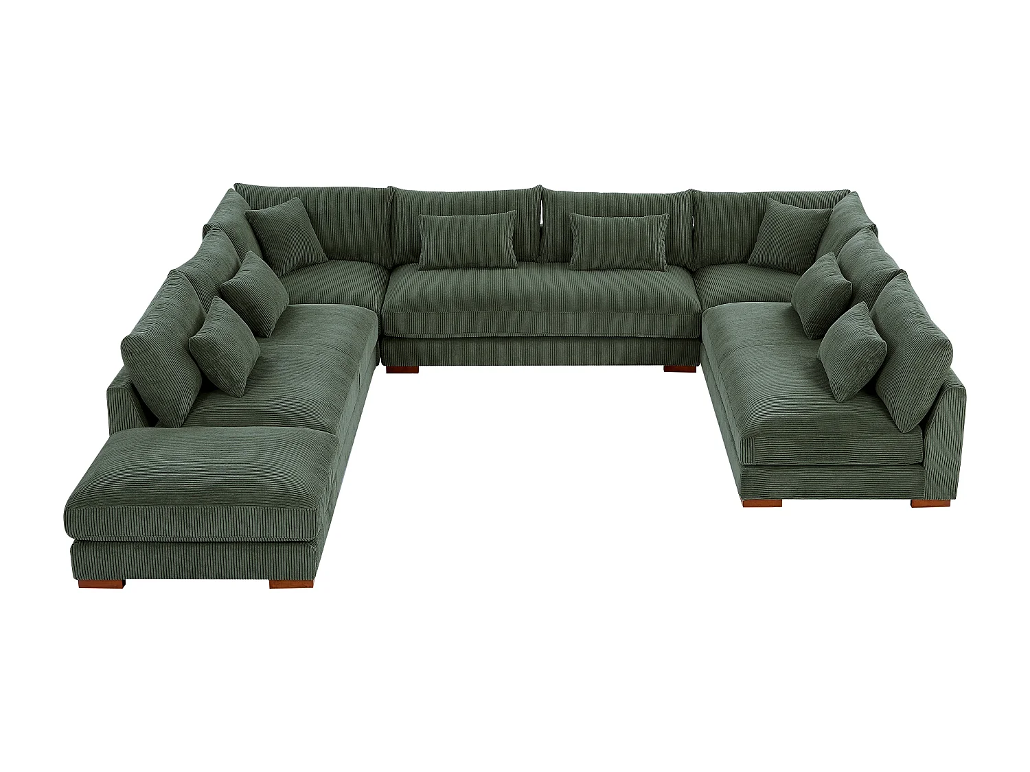 Kanapa narożna wieloosobowa dużych rozmiarów i puf z zielonego sztruksu - SPERONE marki Pascal Morabito