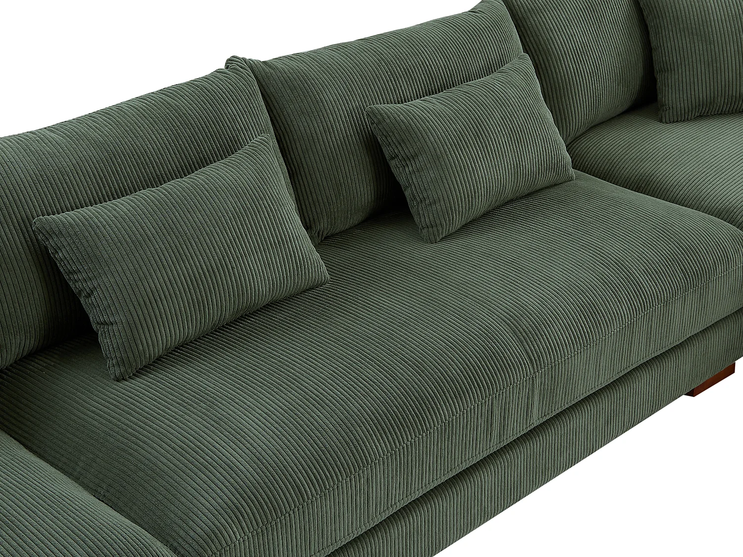 Kanapa narożna wieloosobowa dużych rozmiarów i puf z zielonego sztruksu - SPERONE marki Pascal Morabito