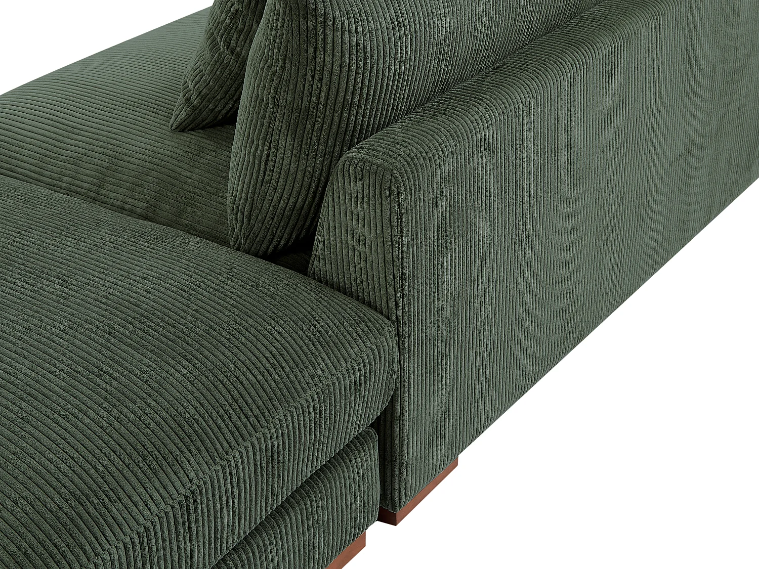 Kanapa narożna wieloosobowa dużych rozmiarów i puf z zielonego sztruksu - SPERONE marki Pascal Morabito