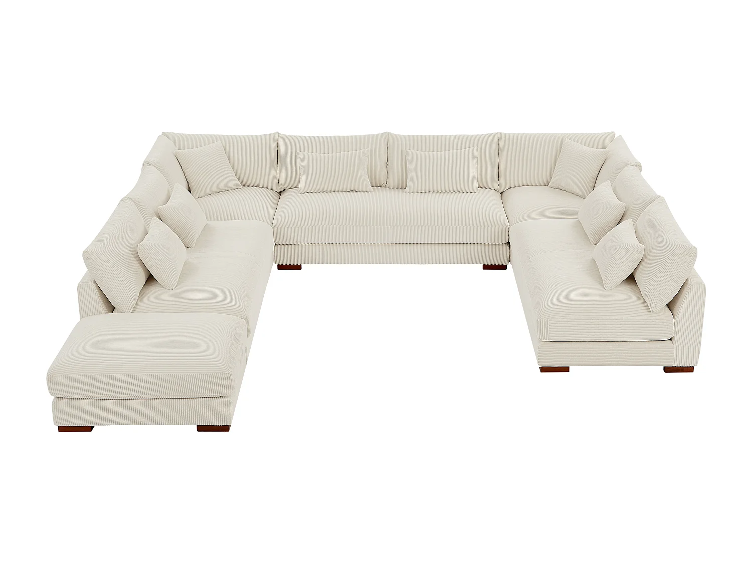 Kanapa narożna wieloosobowa dużych rozmiarów i puf z beżowego sztruksu - SPERONE marki Pascal Morabito