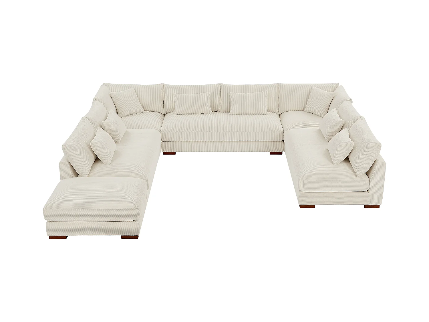 Grote hoekbank en poef van beige ribfluweel SPERONE van Pascal Morabito