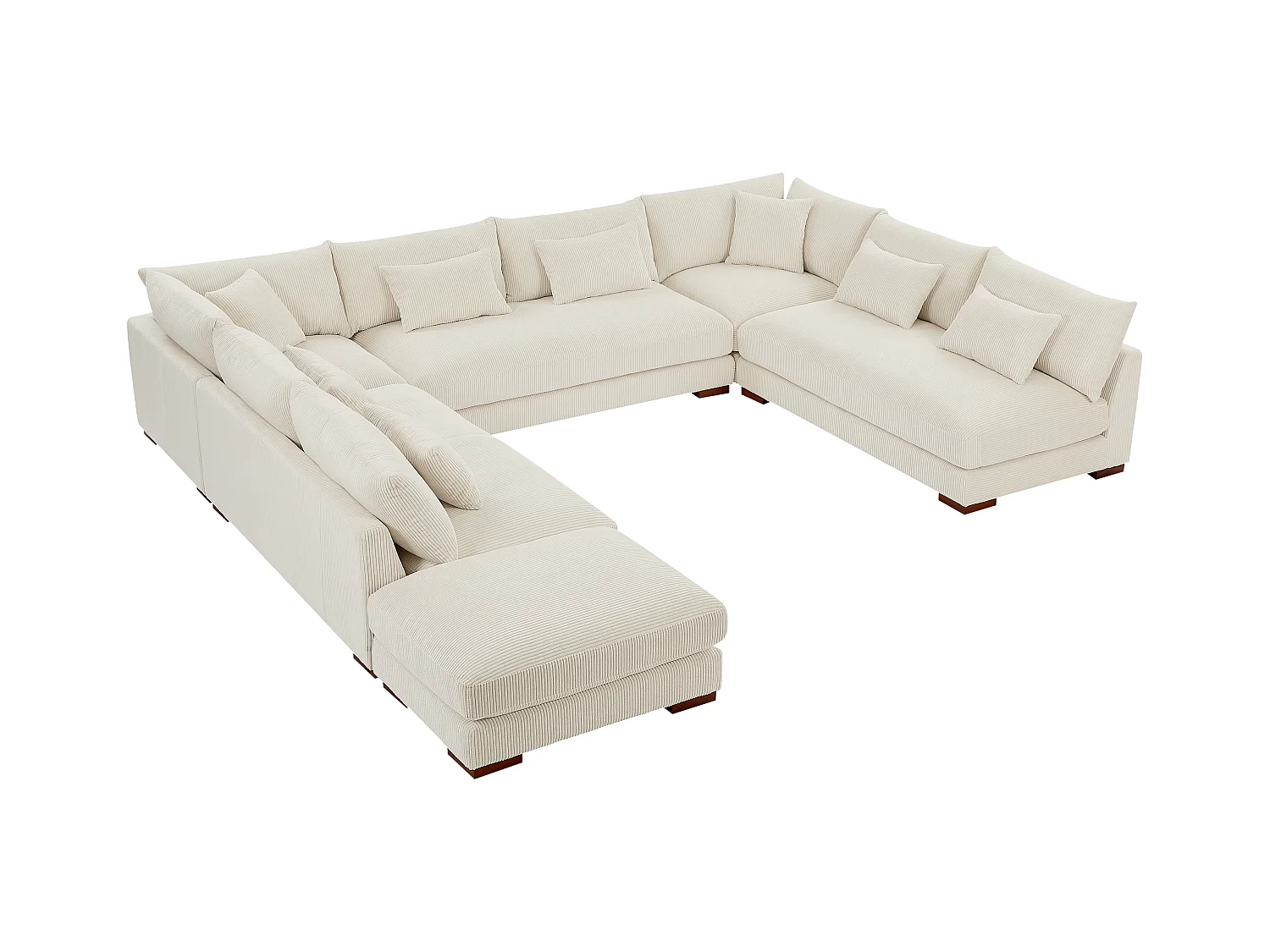 Grote hoekbank en poef van beige ribfluweel SPERONE van Pascal Morabito