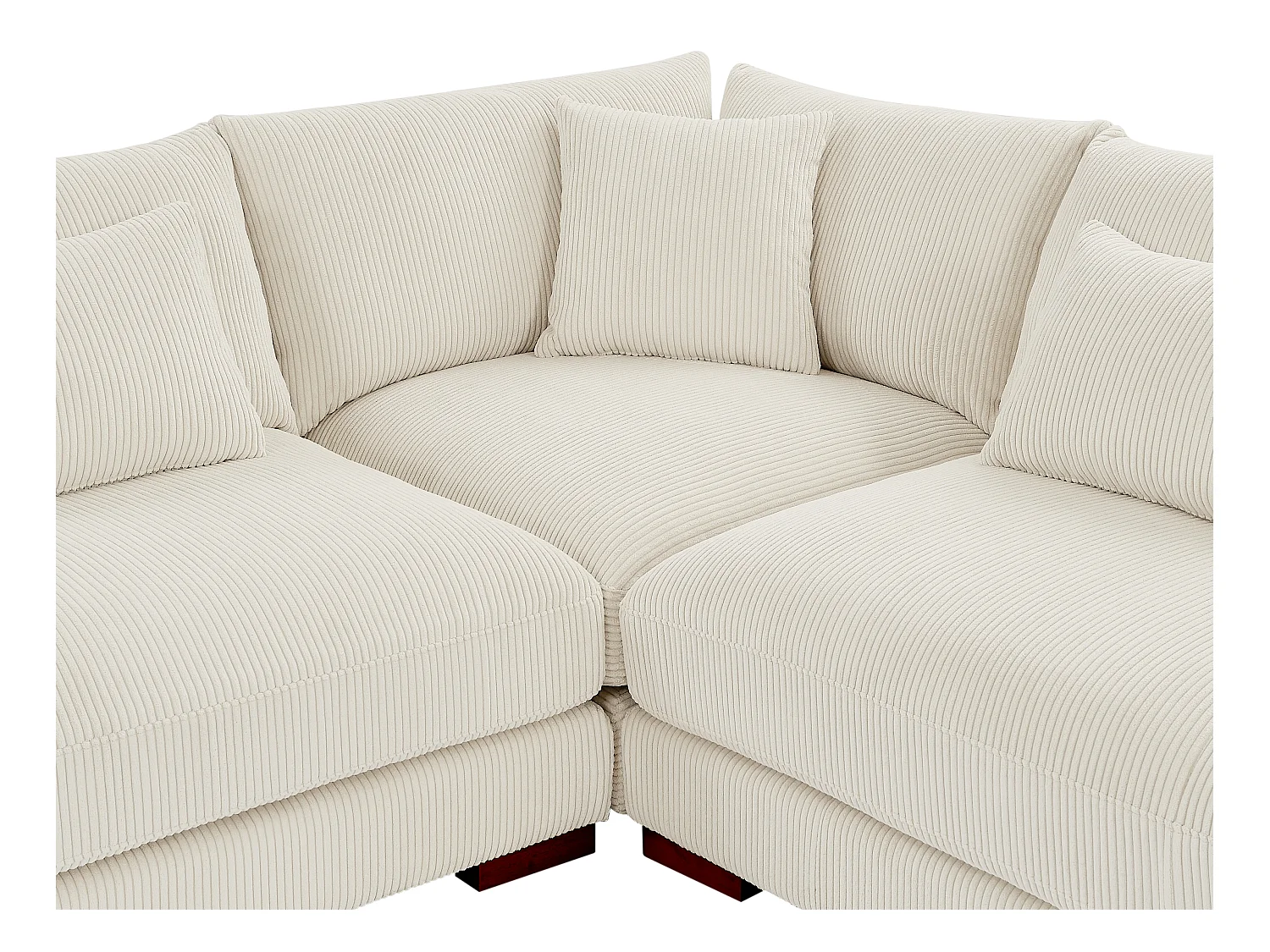 Grote hoekbank en poef van beige ribfluweel SPERONE van Pascal Morabito