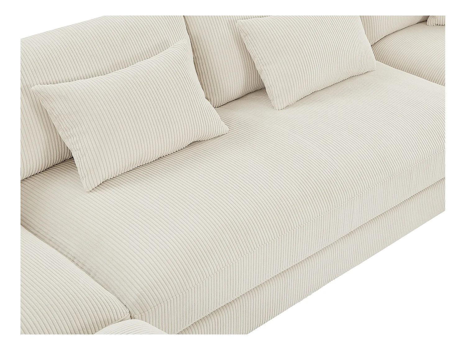 Grote hoekbank en poef van beige ribfluweel SPERONE van Pascal Morabito