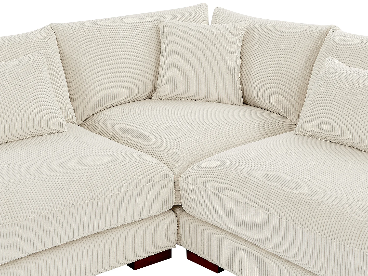 Grande divano angolare panoramico e pouf in Velluto a coste Beige  - SPERONE di PASCAL MORABITO