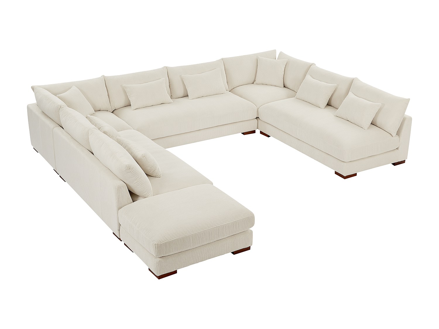 Große Wohnlandschaft + Hocker - Cord - Beige - SPERONE von Pascal Morabito günstig online kaufen