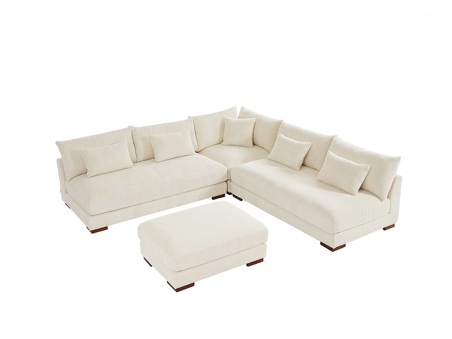 Ecksofa + Hocker - Ecke wechselbar - Cord - Beige - SPERONE von Pascal Morabito