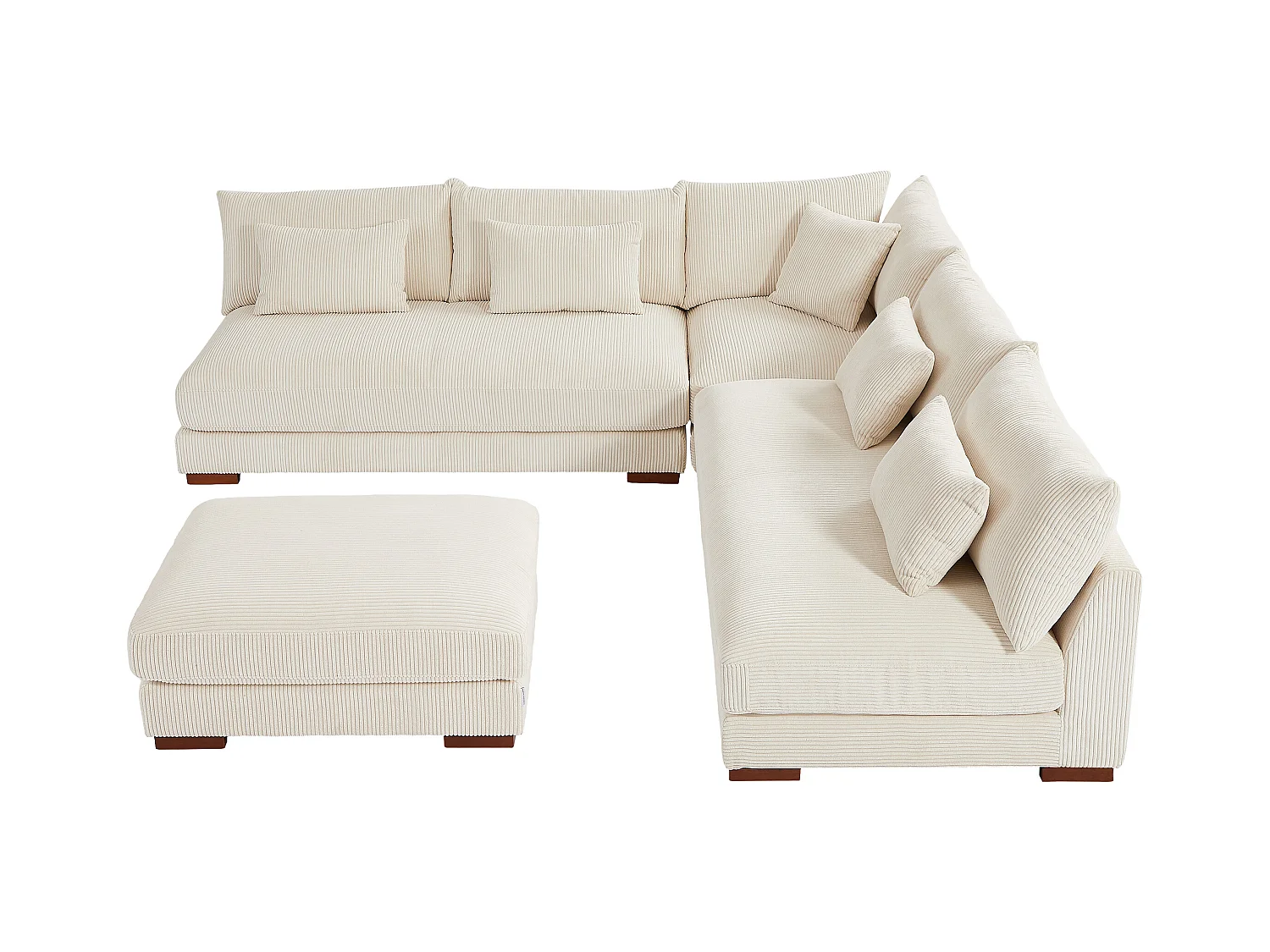 Ecksofa + Hocker - Ecke wechselbar - Cord - Beige - SPERONE von Pascal Morabito