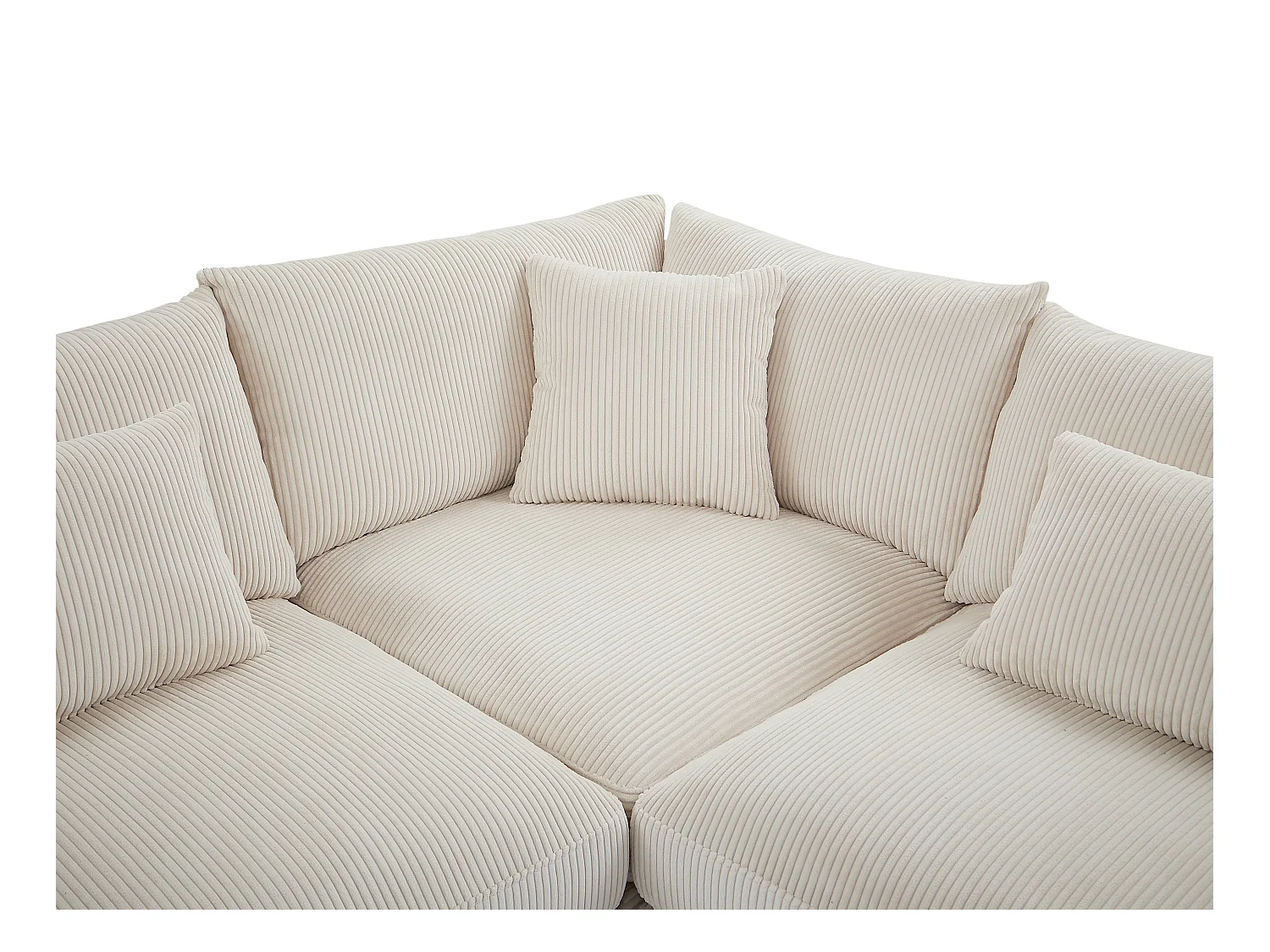 Ecksofa + Hocker - Ecke wechselbar - Cord - Beige - SPERONE von Pascal Morabito