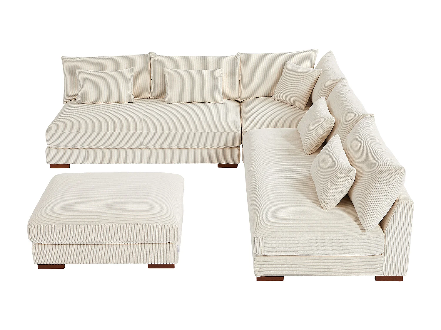 Divano angolare reversibile e pouf in Velluto a coste Beige  - SPERONE di PASCAL MORABITO