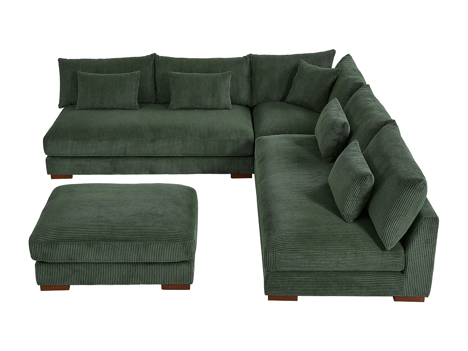 Sofá de canto reversível e pufe em veludo canelado verde - SPERONE de Pascal Morabito