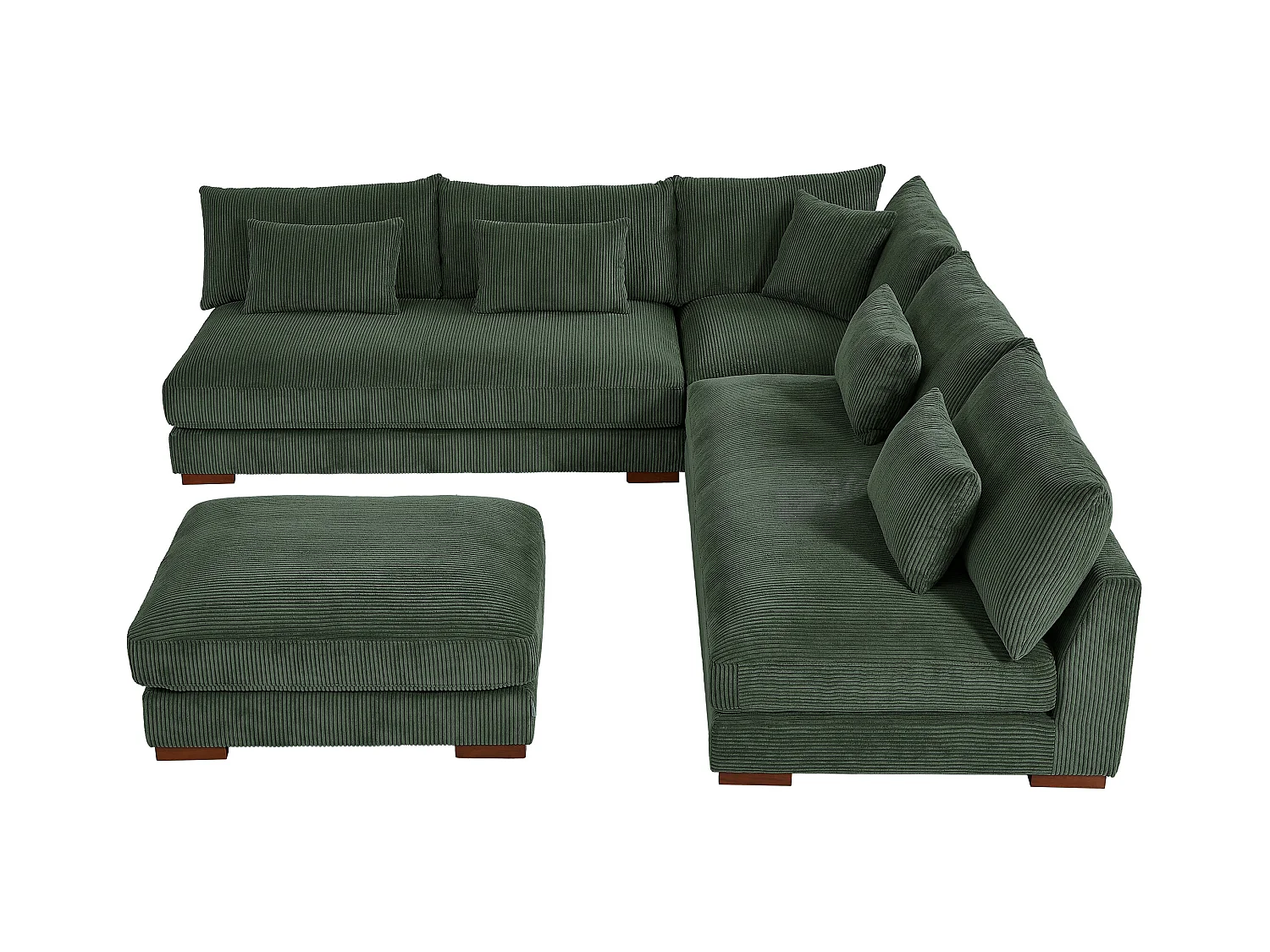 Divano angolare reversibile e pouf in Velluto a coste Verde  - SPERONE di PASCAL MORABITO