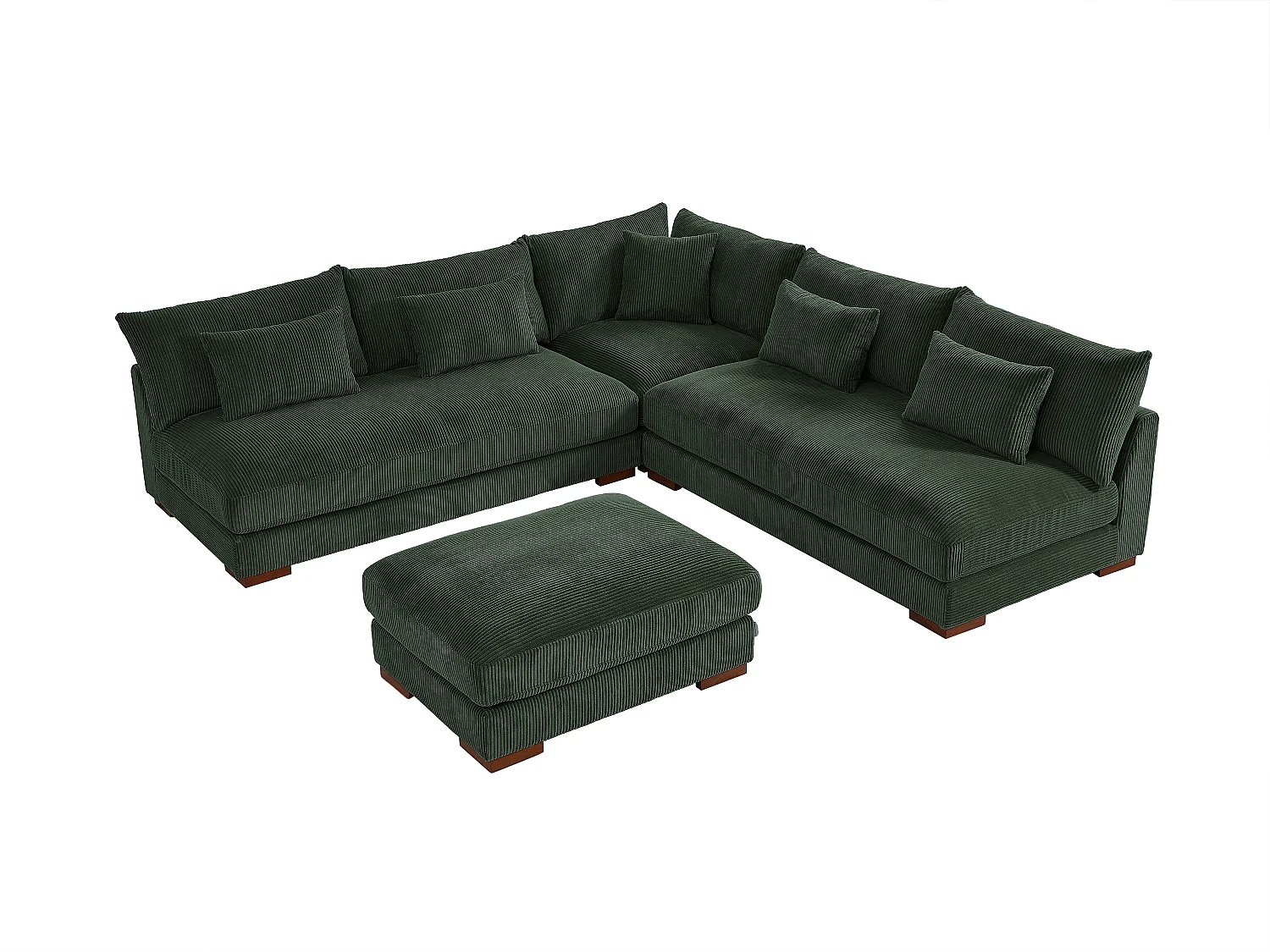 Vendbar hjørnesofa med puff i grønn kordfløyel SPERONE av Pascal Morabito