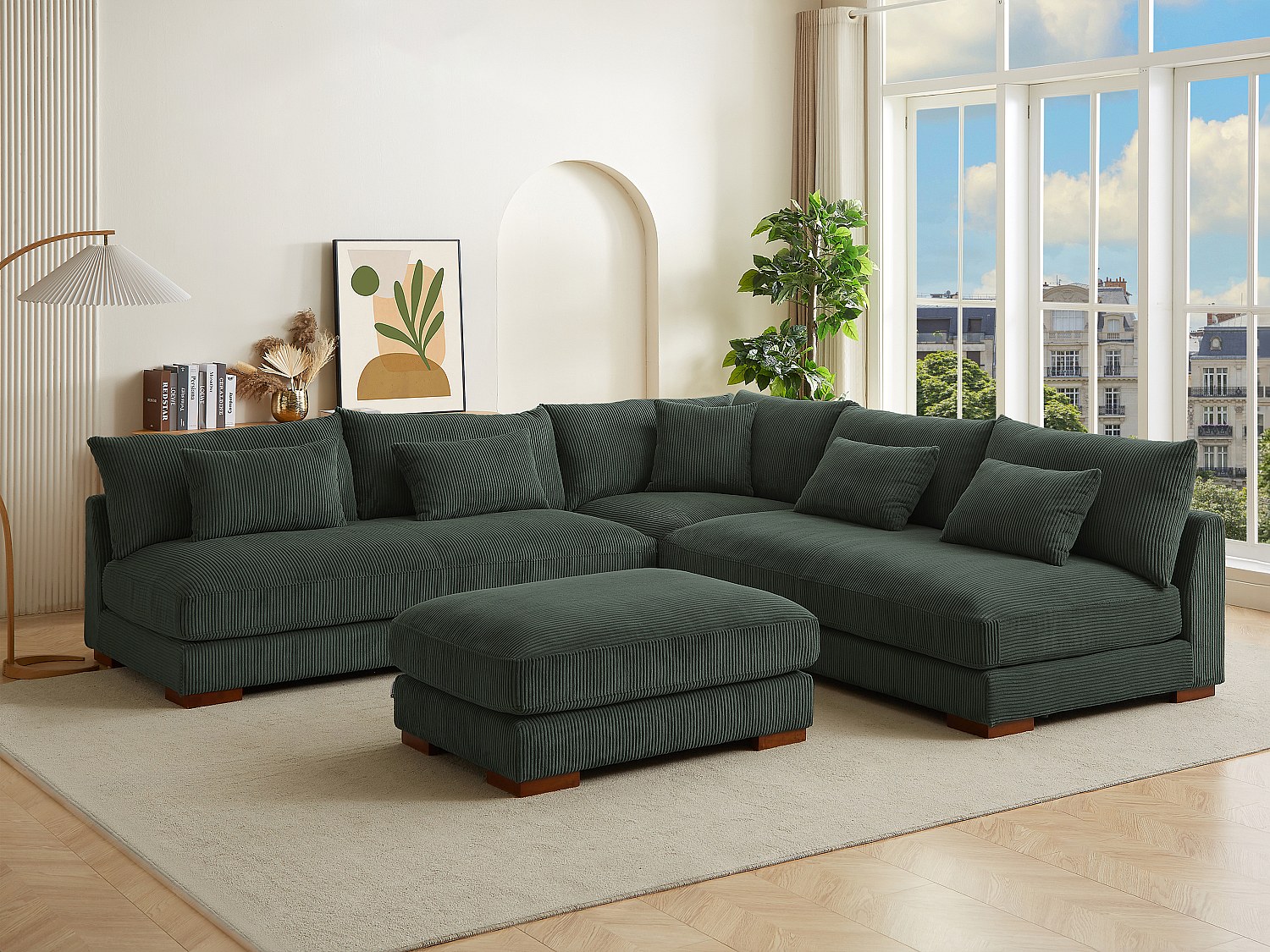 Vente-unique Ecksofa + Hocker - Ecke Wechselbar - Cord - Grün - Sperone Von Pascal Morabito