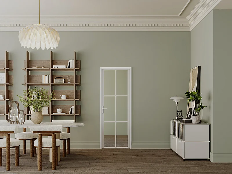 Drzwi kompletne dwustronne z aluminium i szkła hartowanego - wys. 204 x szer. 73 cm - Biały - SEROTO