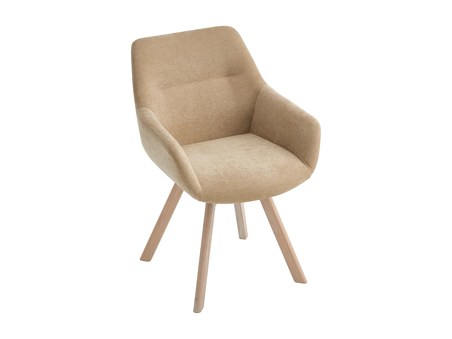 Lot de 2 chaises pivotantes avec accoudoirs en tissu et chêne - Beige - VELBURY