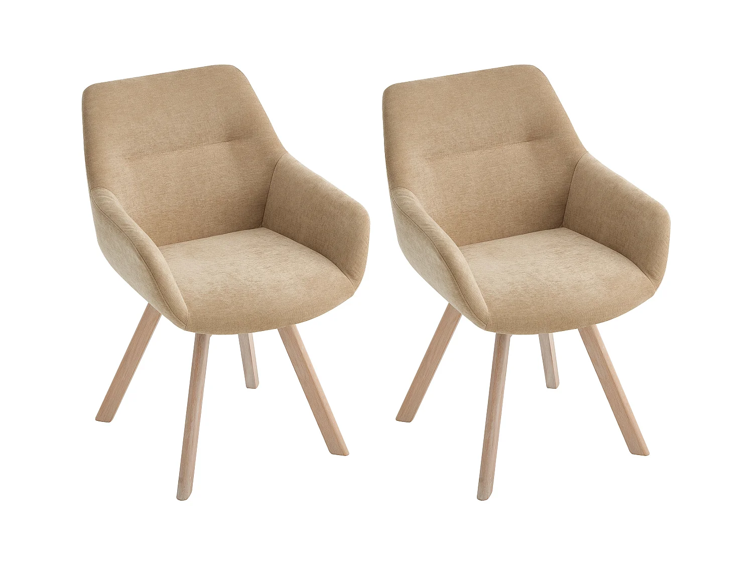 Conjunto de 2 sillas giratorias con reposabrazos de tela y roble - Beige - VELBURY