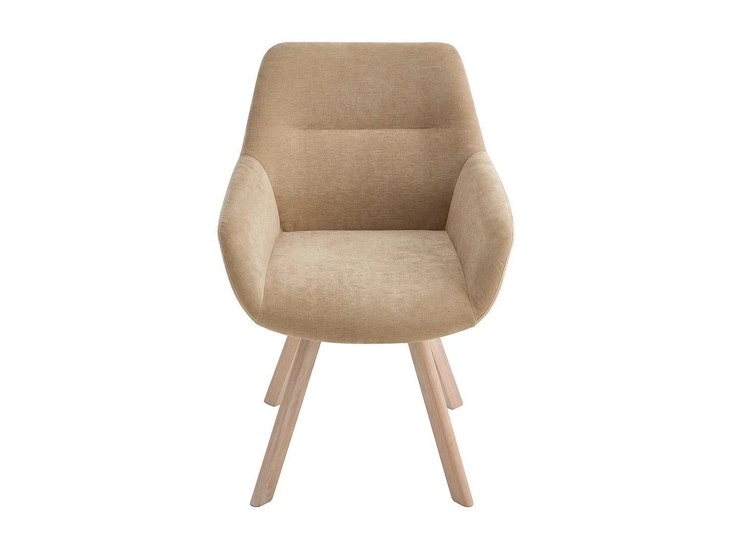 Lot de 2 chaises pivotantes avec accoudoirs en tissu et chêne - Beige - VELBURY