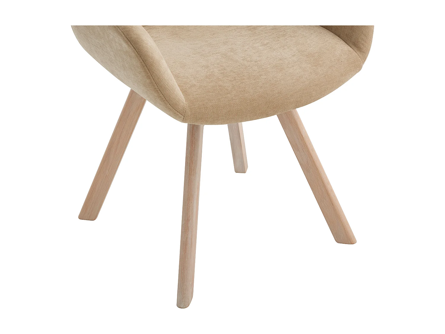 Lot de 2 chaises pivotantes avec accoudoirs en tissu et chêne - Beige - VELBURY