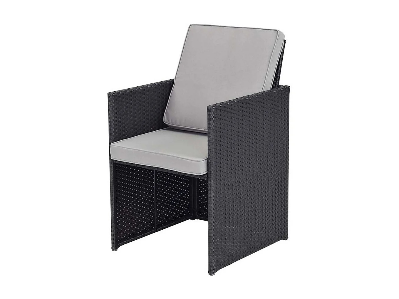 Conjunto de jardim em resina trançada "Chicago 8" - Atlanta - Preto, 1 mesa + 8 cadeiras, tampo de vidro, almofadas incluídas, fácil manutenção